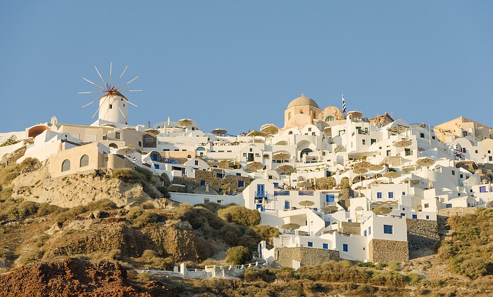 Whitewashed buildings in Santorini